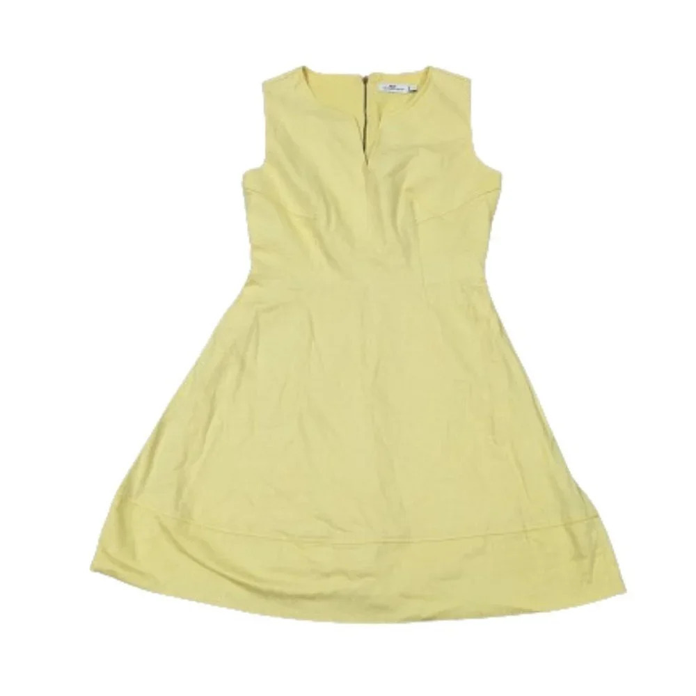 Vineyard Vines Buttercup Yellow Textured Cotton Knotch Collar Dress Sz. 4‎